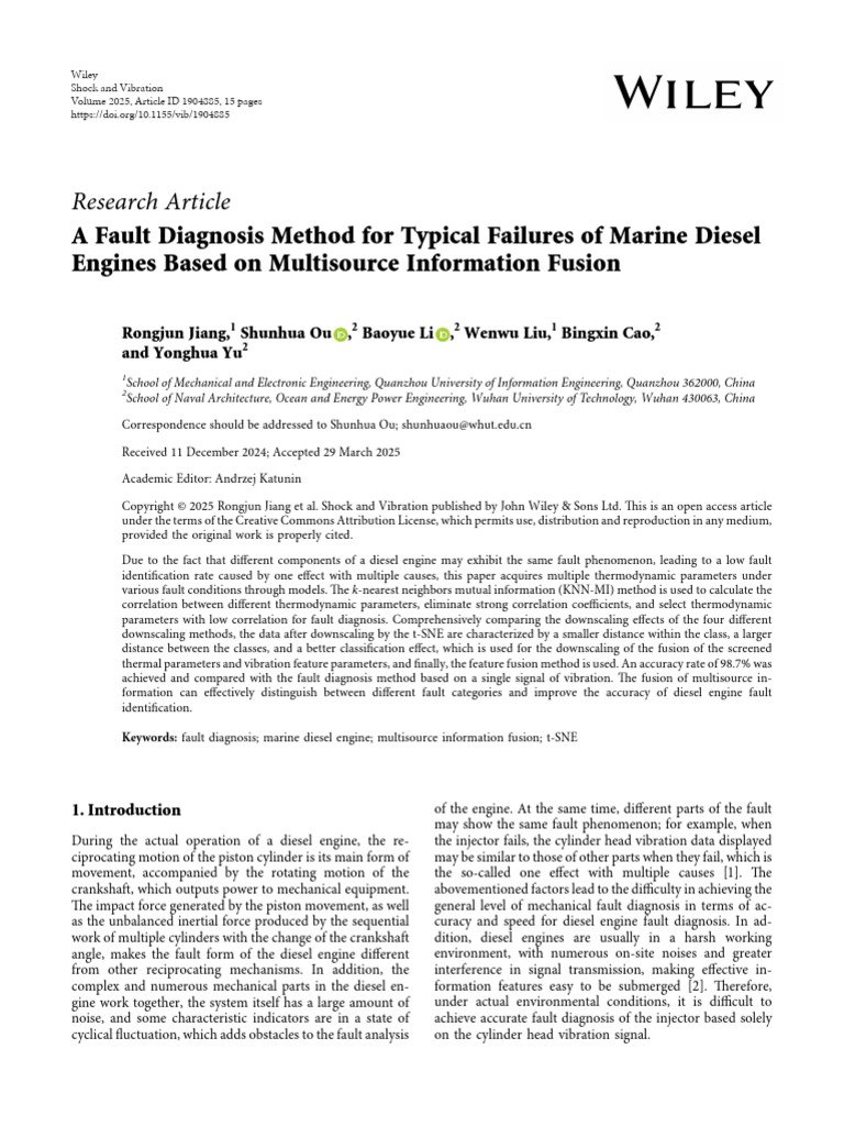 Marine Diesel Engine Fault Diagnosis Method | PDF | Diesel Engine | Engines