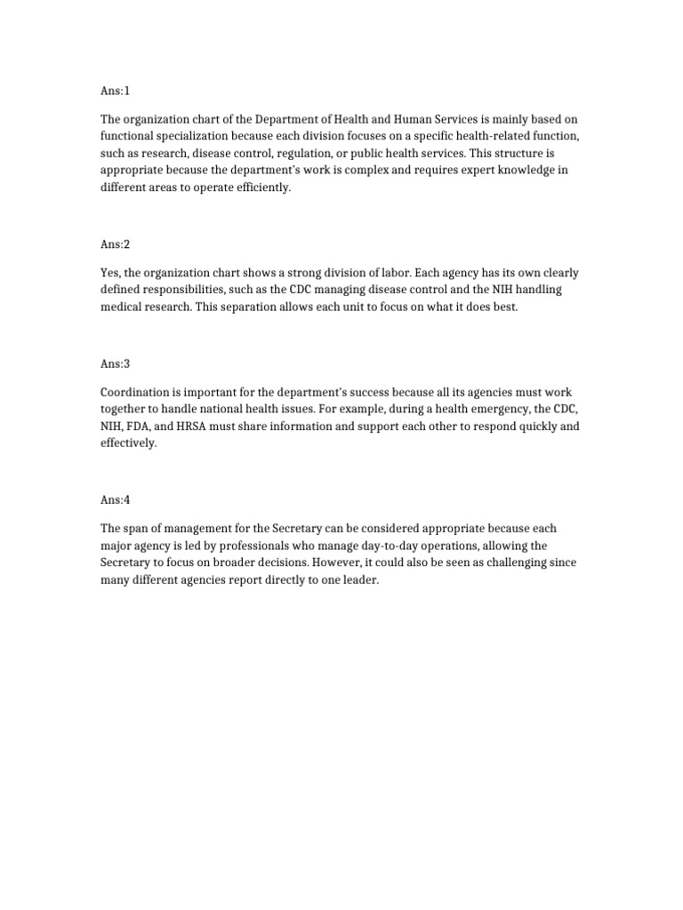 HHS Organization Chart Overview | PDF