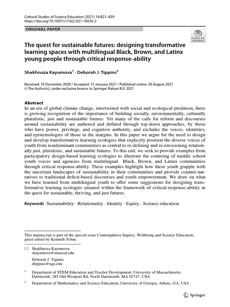 Transformative Learning for Sustainable Futures | PDF | Science ...