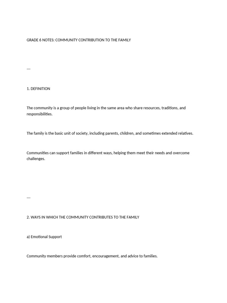 Community Support for Families Explained | PDF | Zimbabwe | Transport