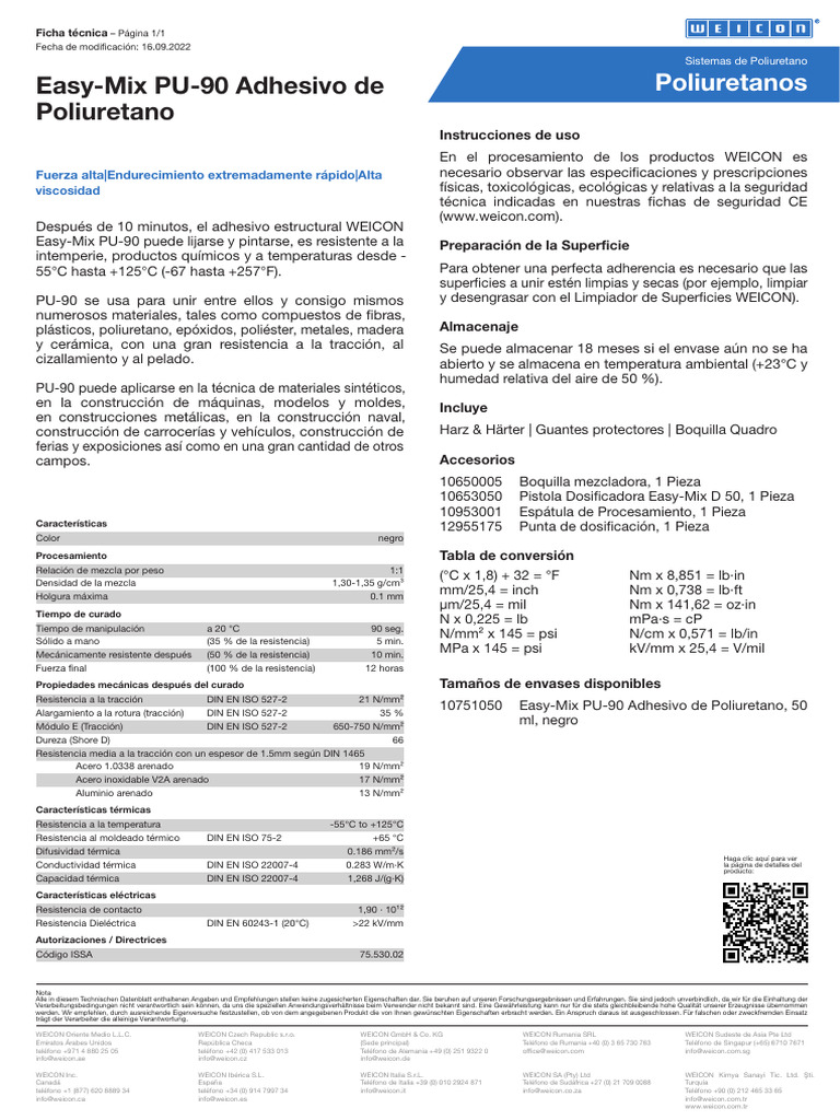 Adhesivo Poliuretano Easy-Mix PU-90 | PDF | Poliuretano | Ingeniería ...