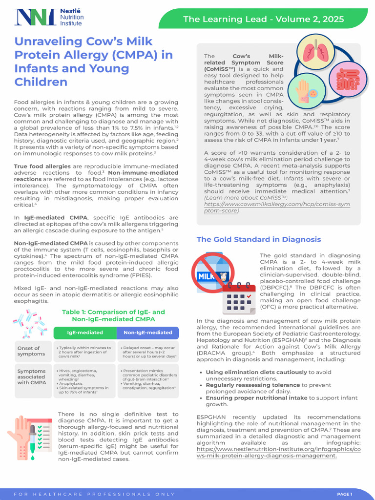 Unraveling Cow's Milk Protein Allergy (CMPA) in Infants and Young ...
