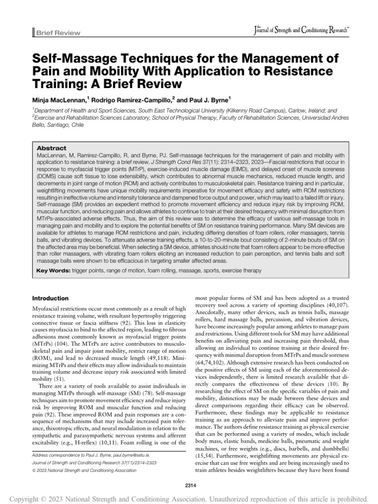Self-Massage Techniques for Pain Relief | PDF | Strength Training ...