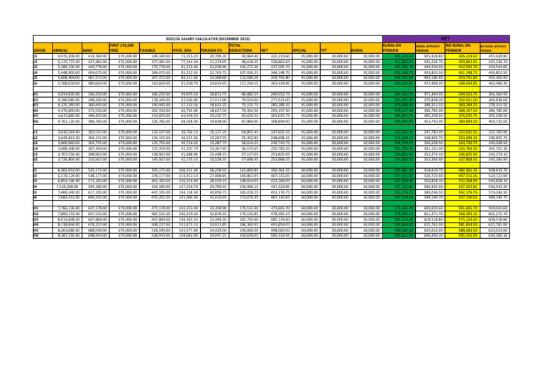 Salary Net Updated Dec 2025 | PDF