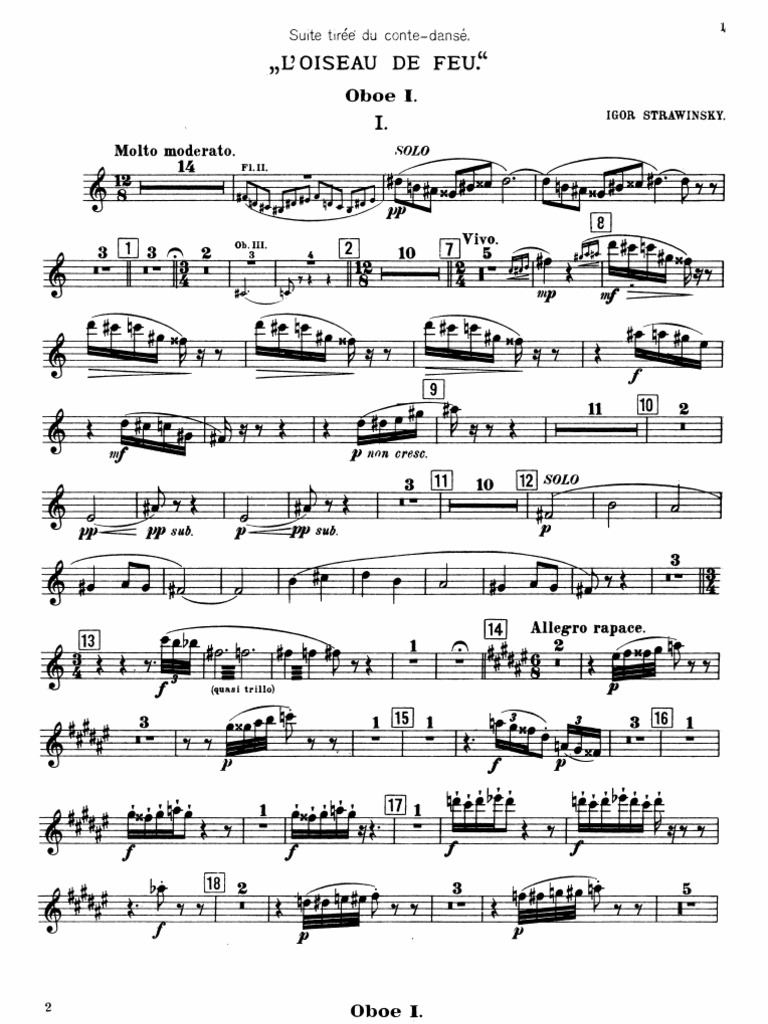 Stravinsky Firebird Suite 1911 (Oboe 1)