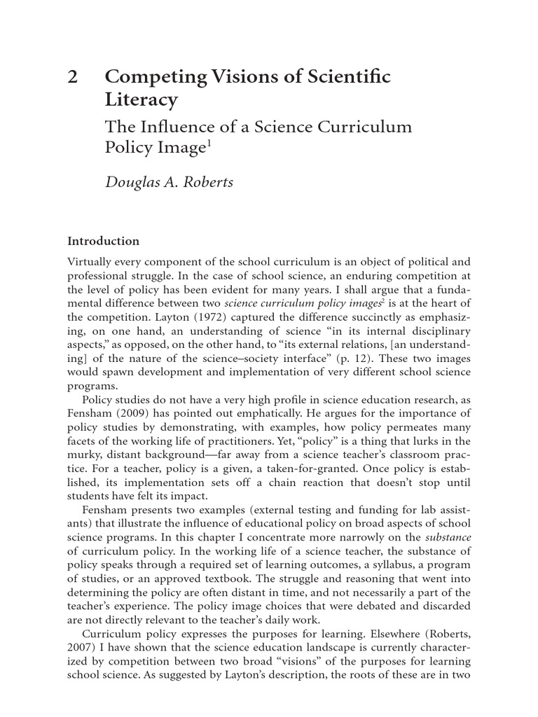 Competing Scientific Literacy Visions | PDF | Science | Curriculum