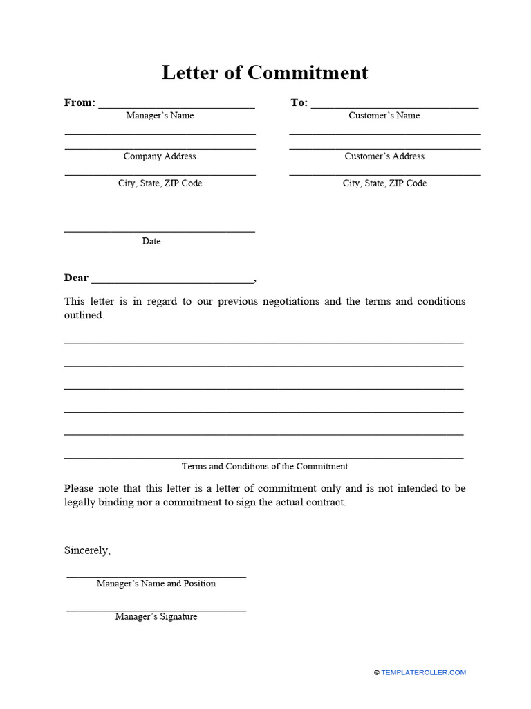 Letter of Commitment Template | PDF