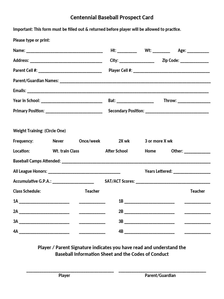 2023 Baseball Prospect Card | PDF