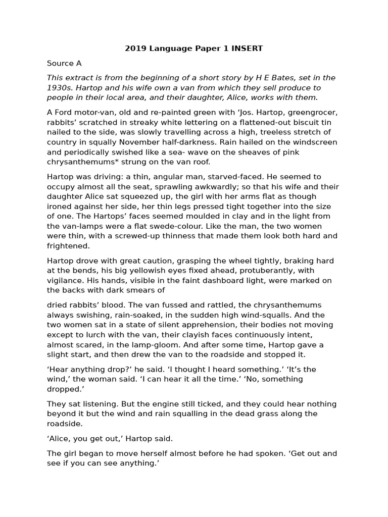 1930s Short Story Excerpt Analysis | PDF