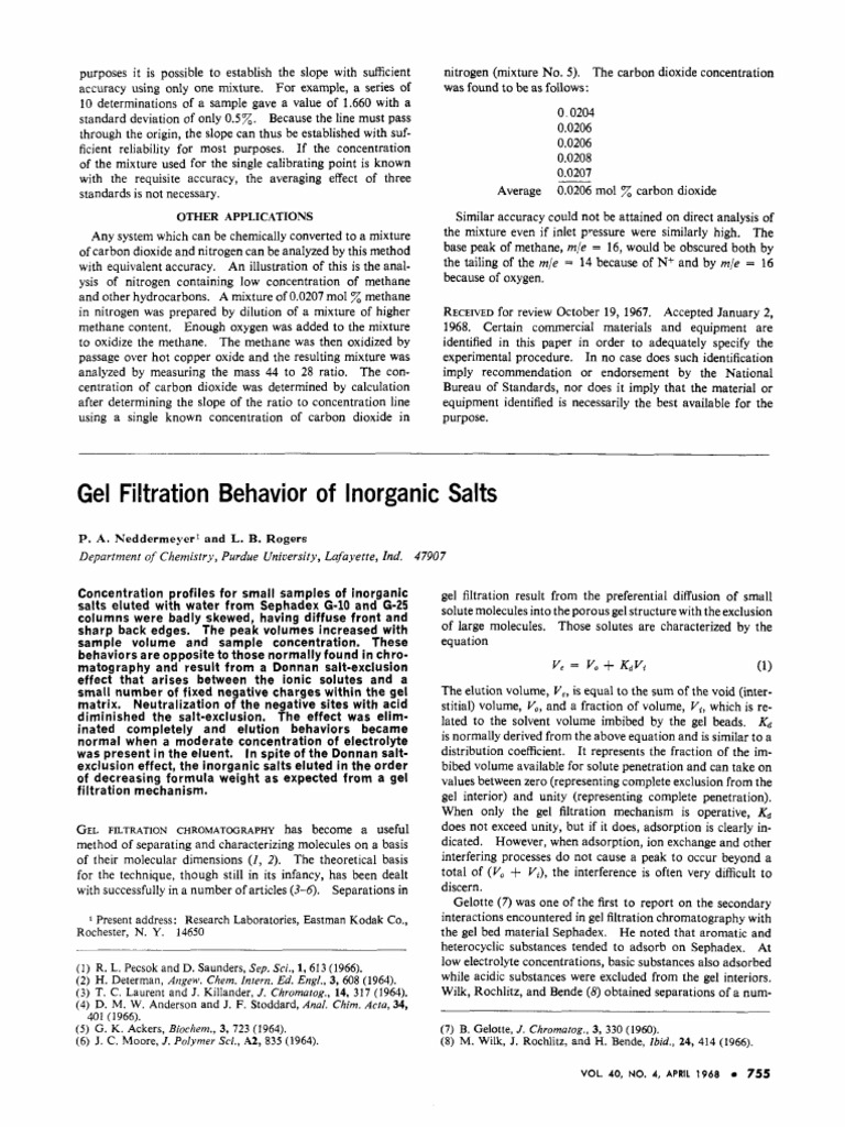 Rogers Neddermeyer 2002 Gel Filtration Behavior of Inorganic Salts ...