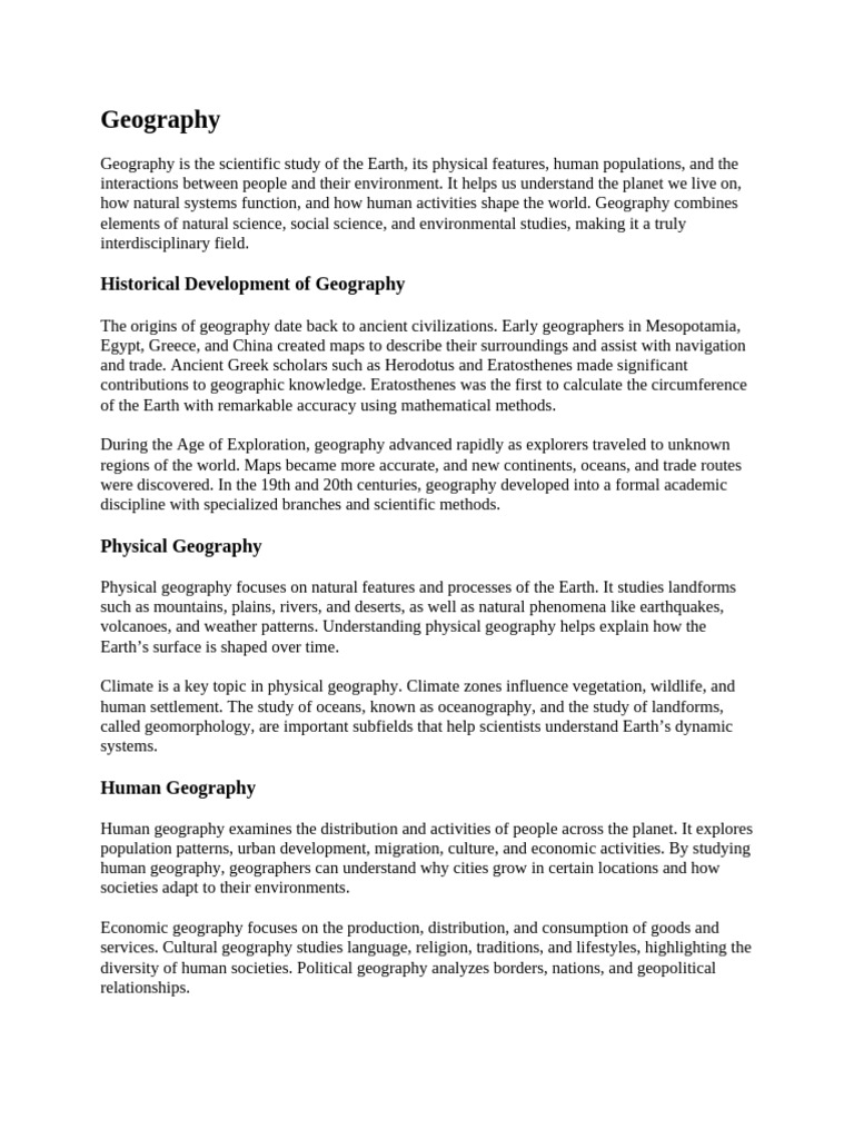Understanding Geography: Key Concepts | PDF | Geography | Physical ...