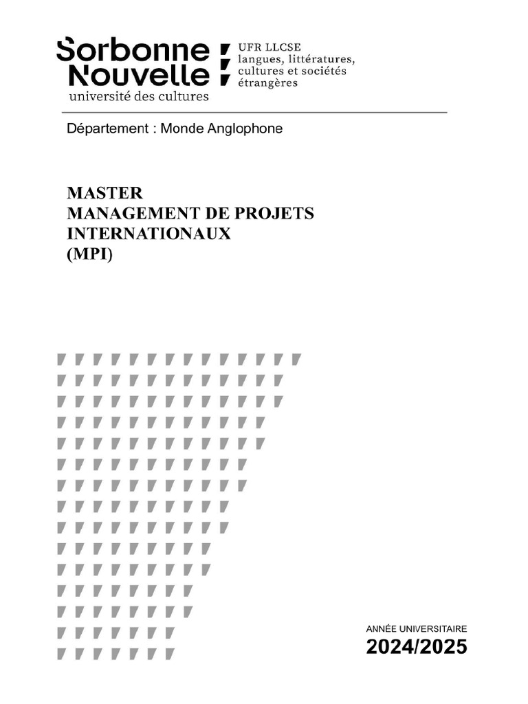 Master Management de Projets Internationaux | PDF | Comptabilité | Économie