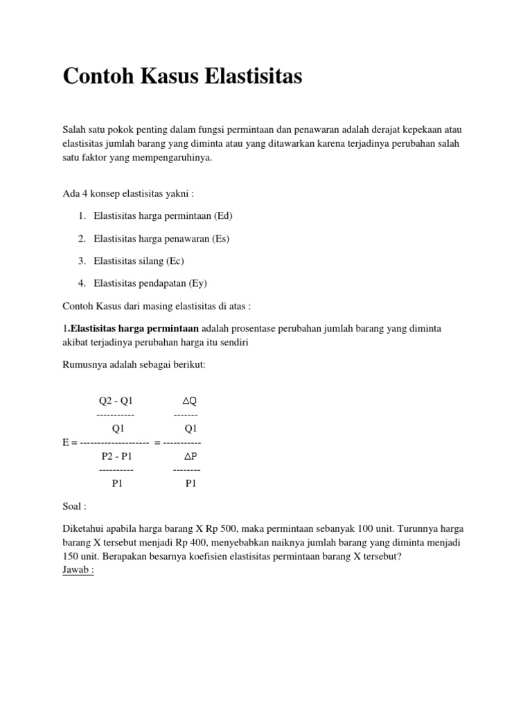 Contoh Kasus Elastisitas