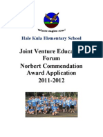 Hale Kula Elementary Joint Venture Education Forum Norbert Commendation Award Application 2011 - 2012