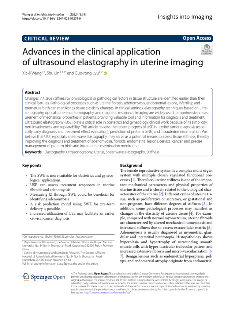 Advances in The Clinical Application of Ultrasound Elastography in ...