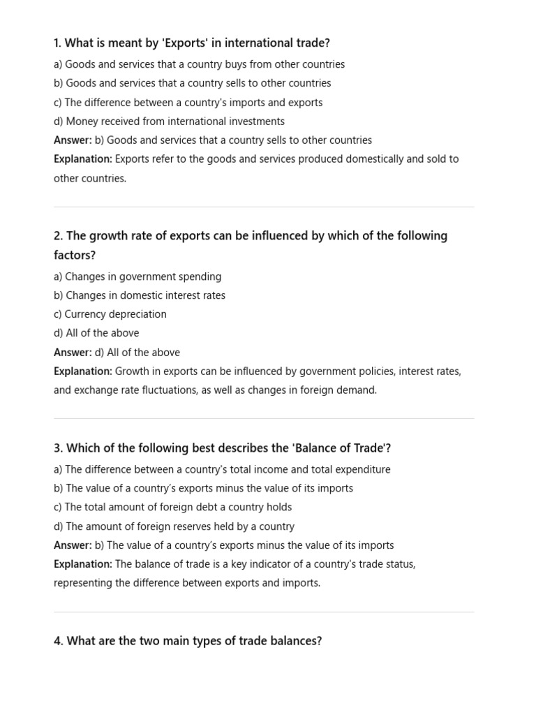 Understanding Exports and Trade Balances | PDF | Exchange Rate ...