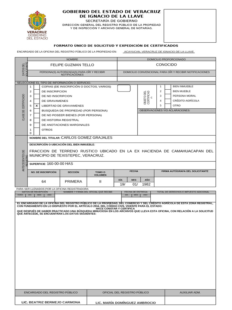 Solicitud de Certificados en Acayucan | PDF