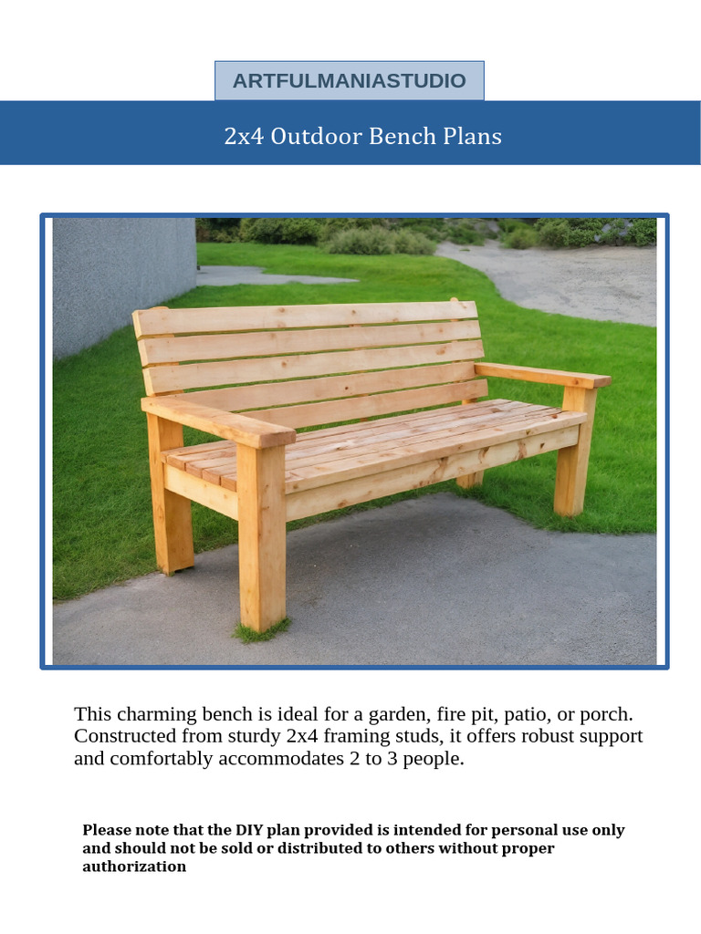 DIY 2x4 Outdoor Bench Plans | PDF | Screw | Drill