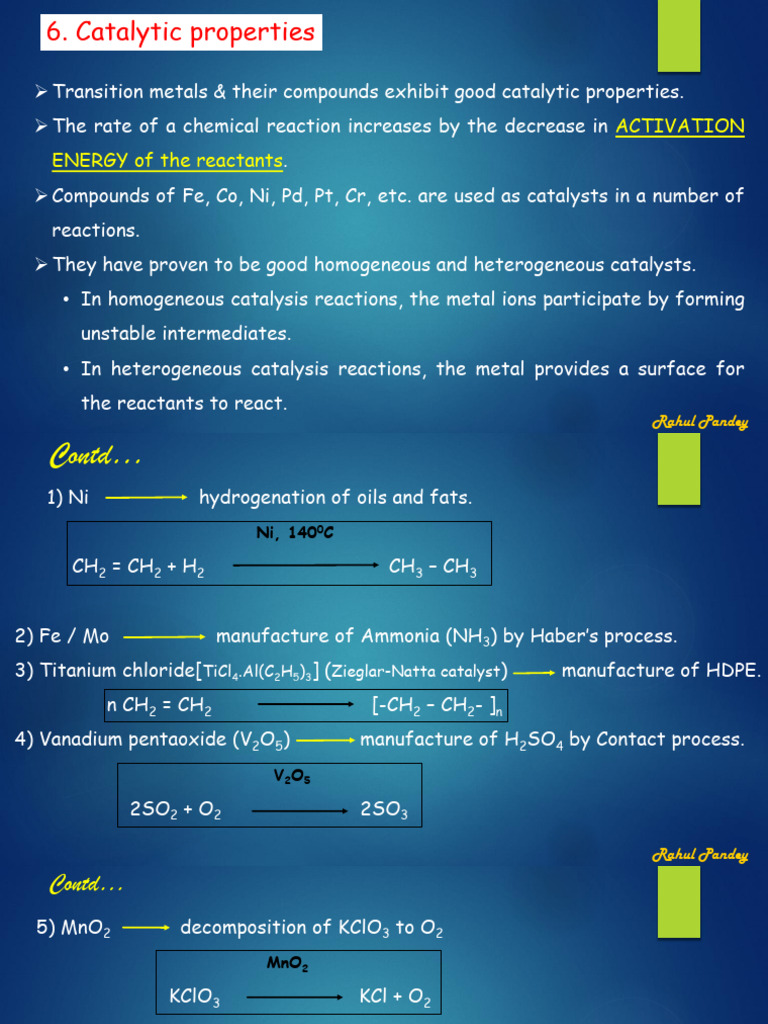 Catalytic and Magnetic Properties of Transition Metals | PDF ...