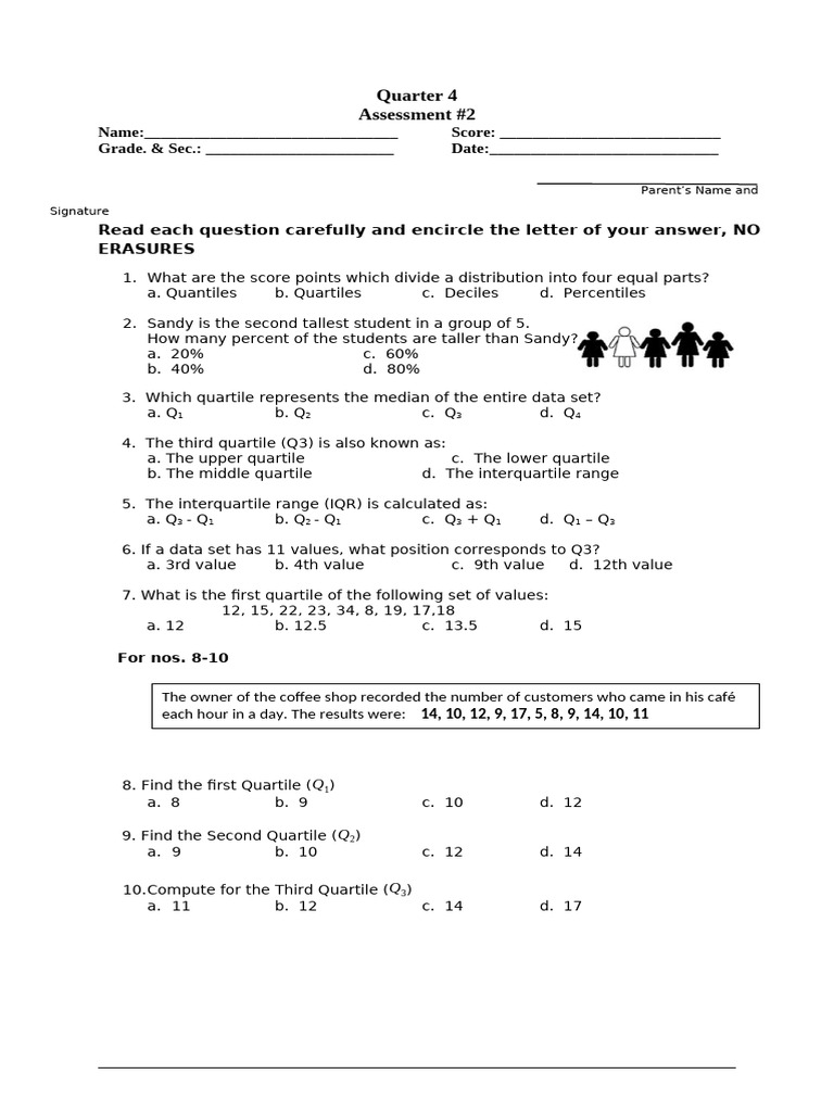 Quarter 4 Assessment on Quartiles | PDF