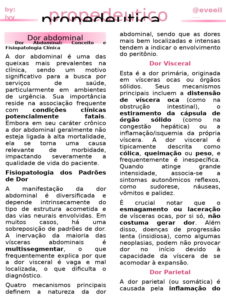 6 propedeutico | PDF | Dor | Síndrome do intestino irritável