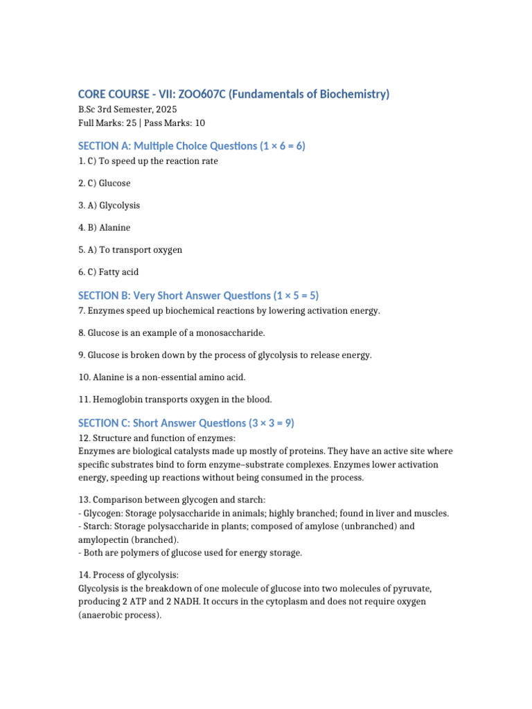 Core Course Vii Zoo607c Answers | PDF