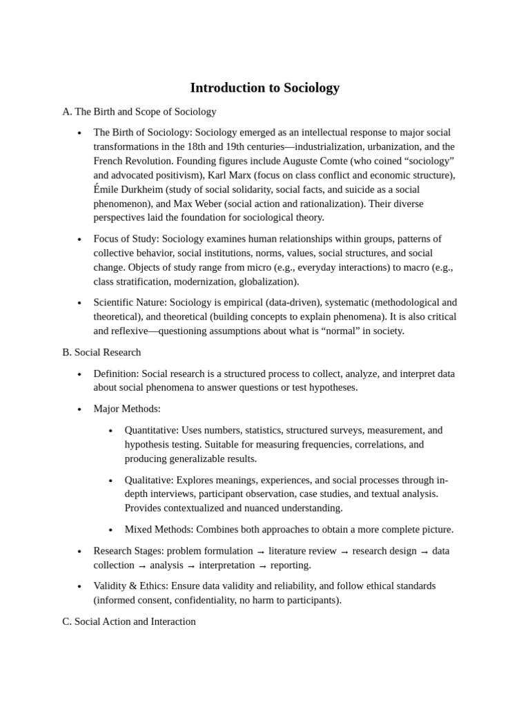 Introduction to Sociology Concepts | PDF | Sociology | Social Research