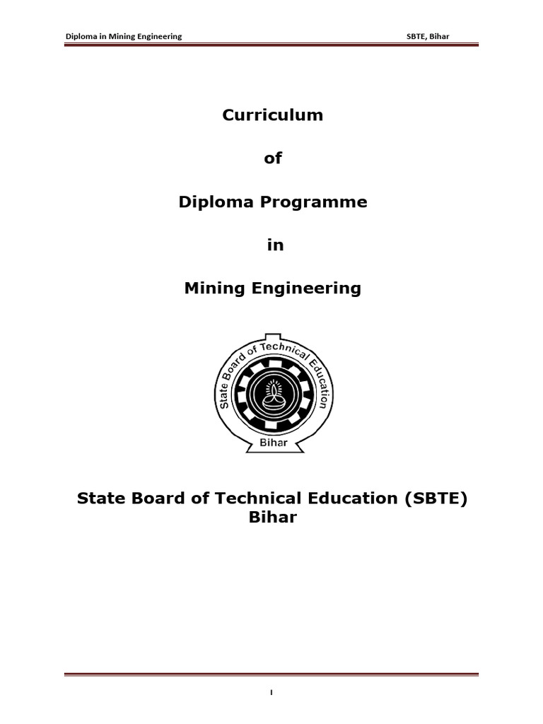 Diploma in Mining Engineering Curriculum | PDF | Surveying | Curriculum