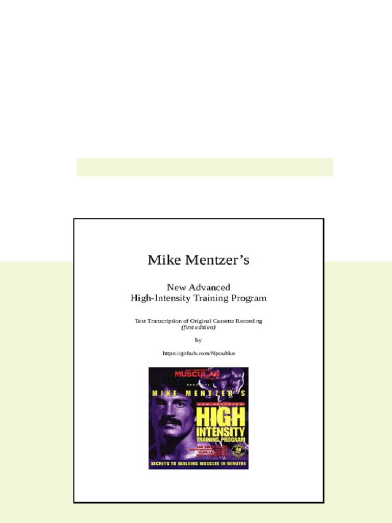 (Ebook) Mike Mentzer’s New Advanced High-Intensity Training Program by ...