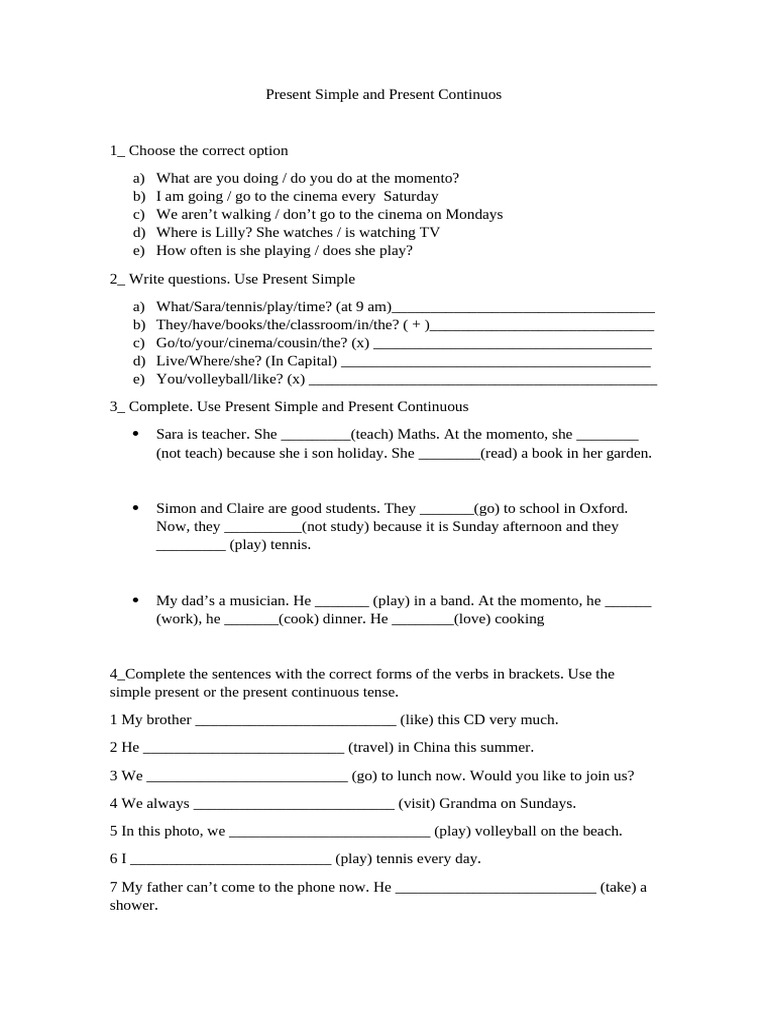 Present Simple vs. Present Continuous Guide | PDF | Linguistic Typology ...