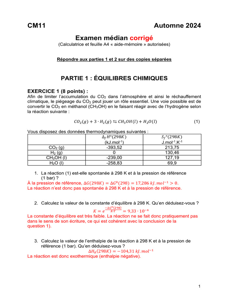 Équilibres chimiques et acido-basiques | PDF | Équilibre chimique ...