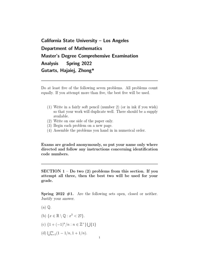 Analysis - Spring 22 - Fixed | PDF | Norm (Mathematics) | Functional ...