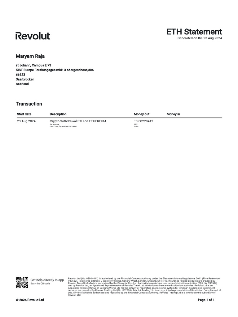 ETH Statement: Maryam Raja | PDF