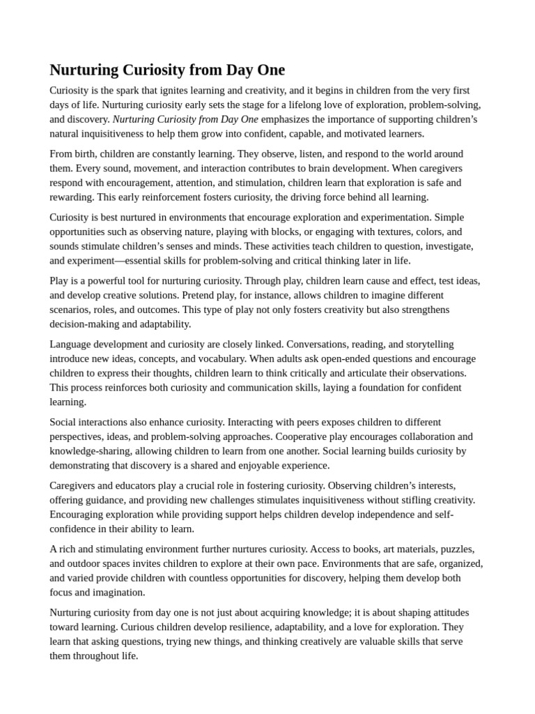 Nurturing Curiosity From Day One | PDF | Curiosity | Learning