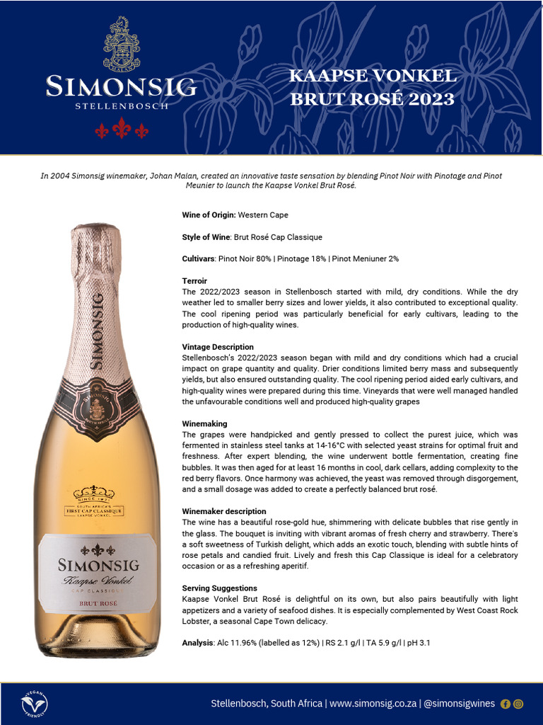 Simonsig Kaapse Vonkel Brut Rosé 2f618ef0 20251221 111706 | PDF | Wine ...
