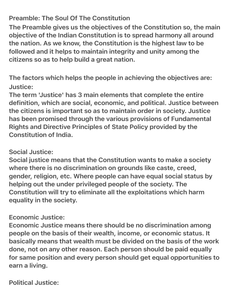 Preamble: The Soul of The Constitution | PDF | Justice | Crime & Violence