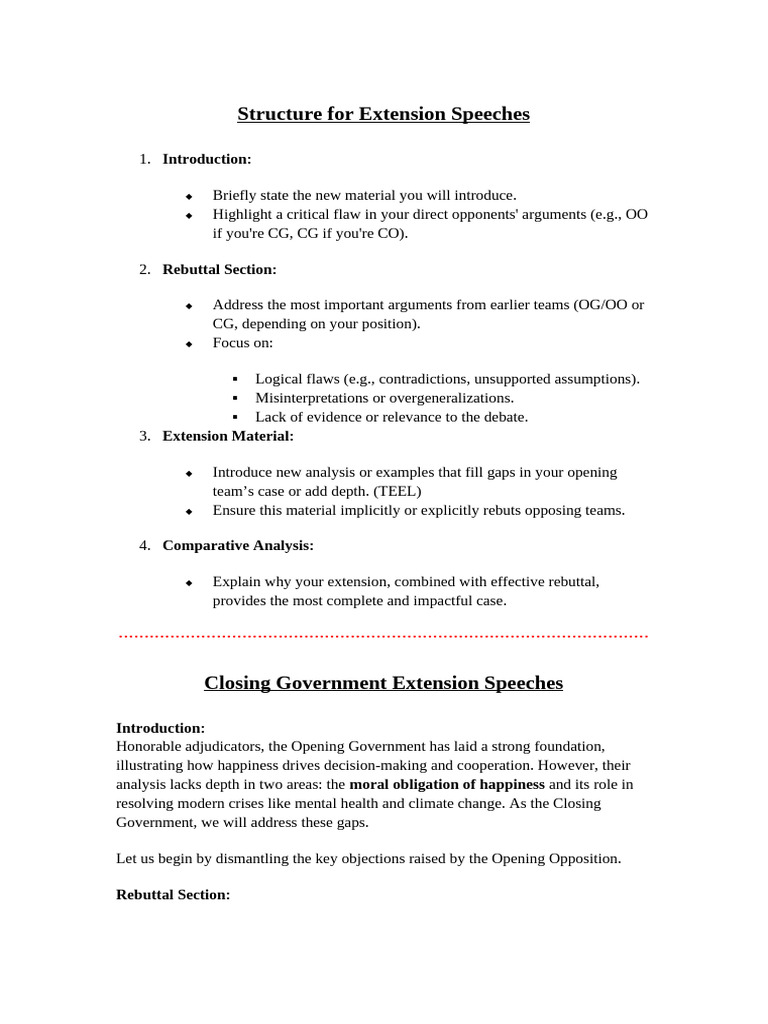 Structure for Extension Speeches | PDF | Happiness | Well Being