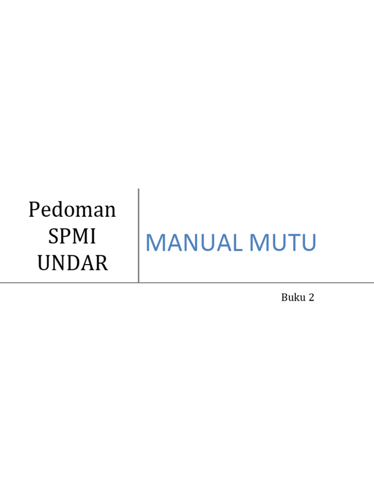 Manual SPMI UNDAR: Panduan Mutu Pendidikan | PDF