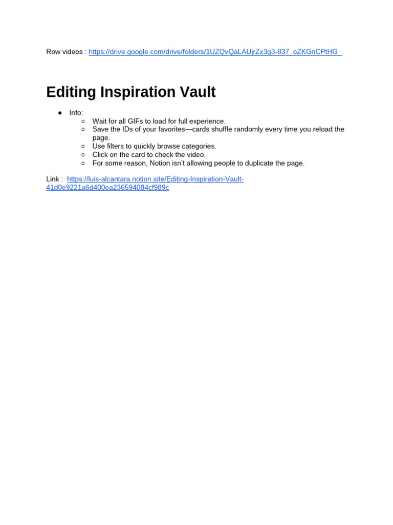 Row Video + Editing Inspiration | PDF