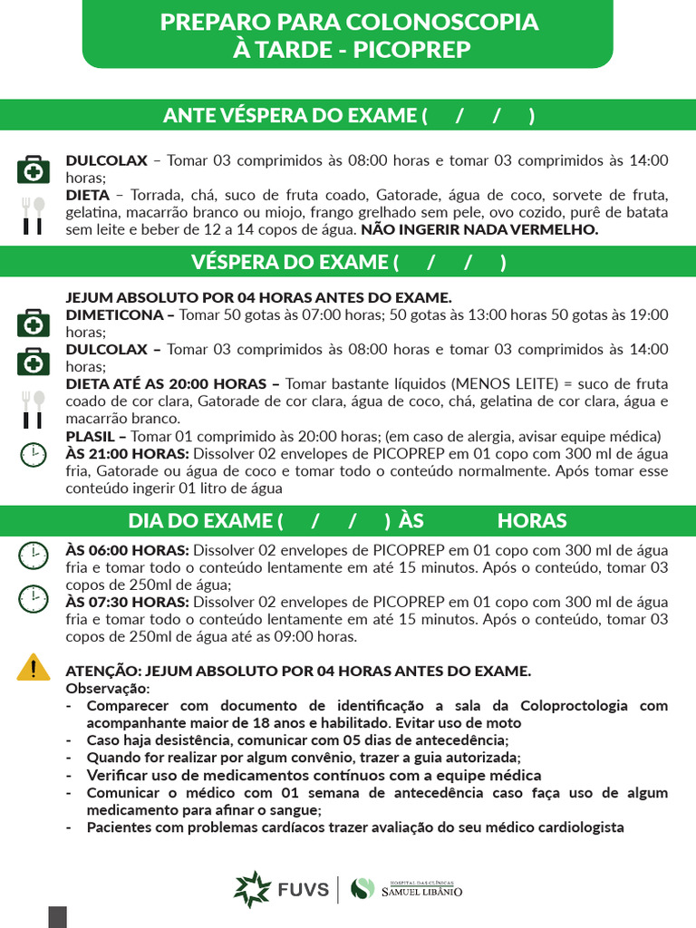 Preparação para Colonoscopia com Picoprep | PDF