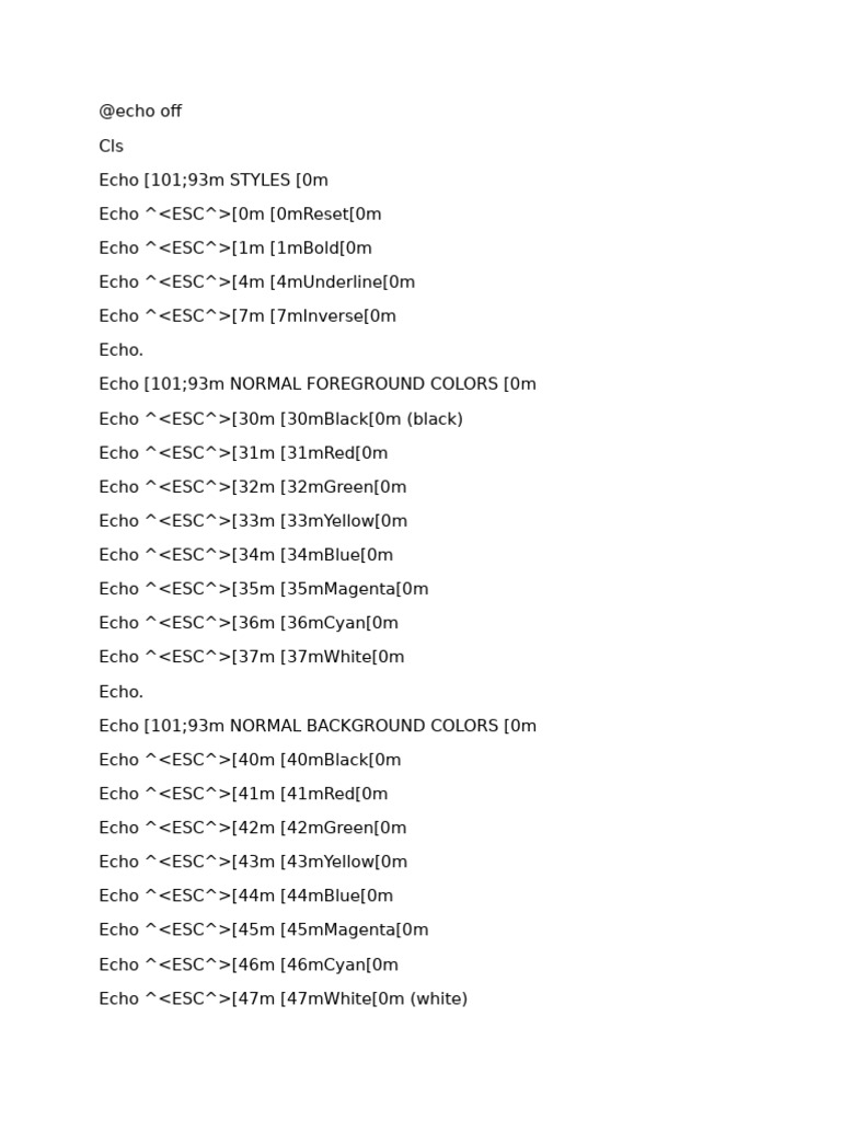 Color Codes for Command Line | PDF