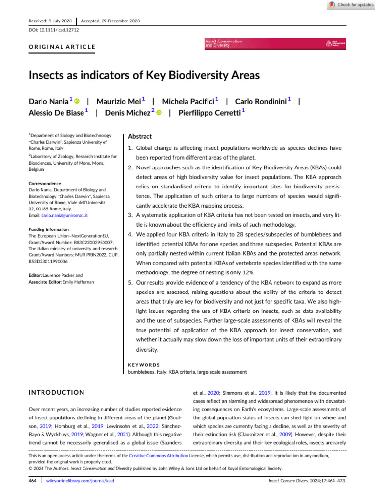 Insects as Key Biodiversity Indicators | PDF | Species | Biodiversity