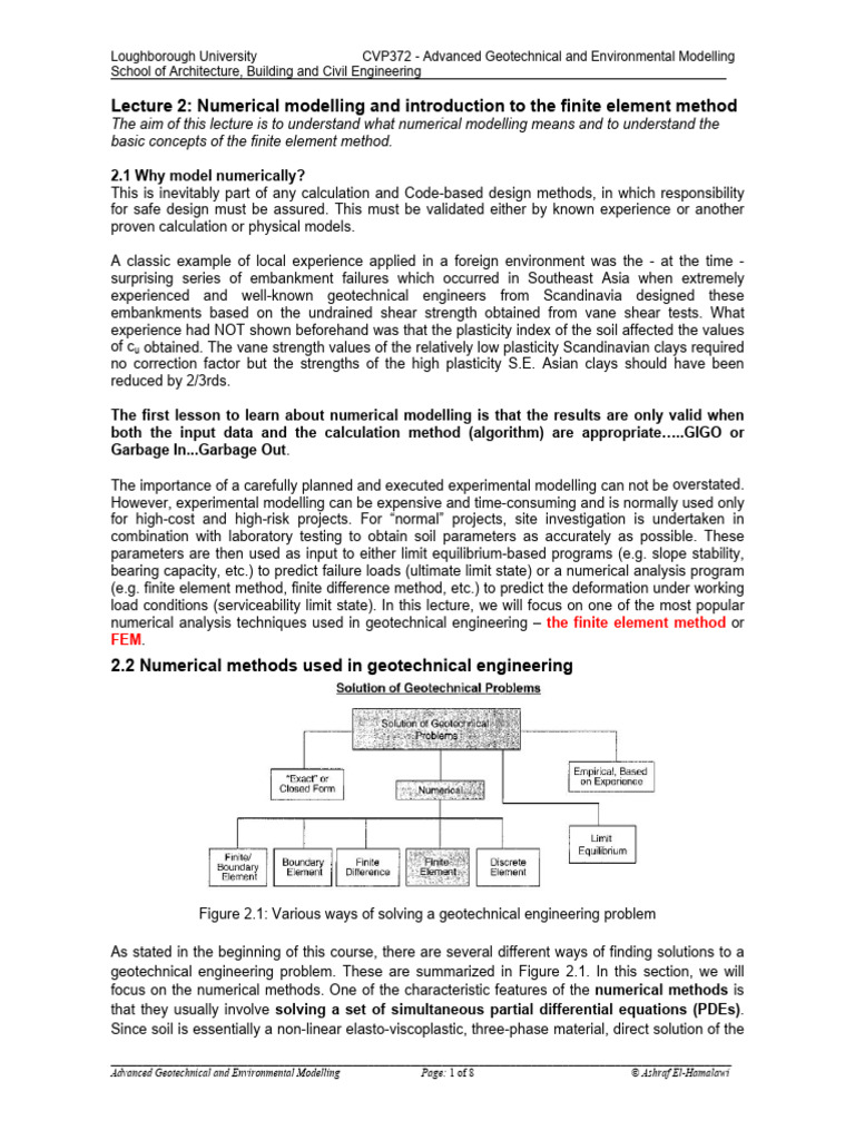 Numerical Modelling in Geotechnical Engineering | PDF | Finite Element ...