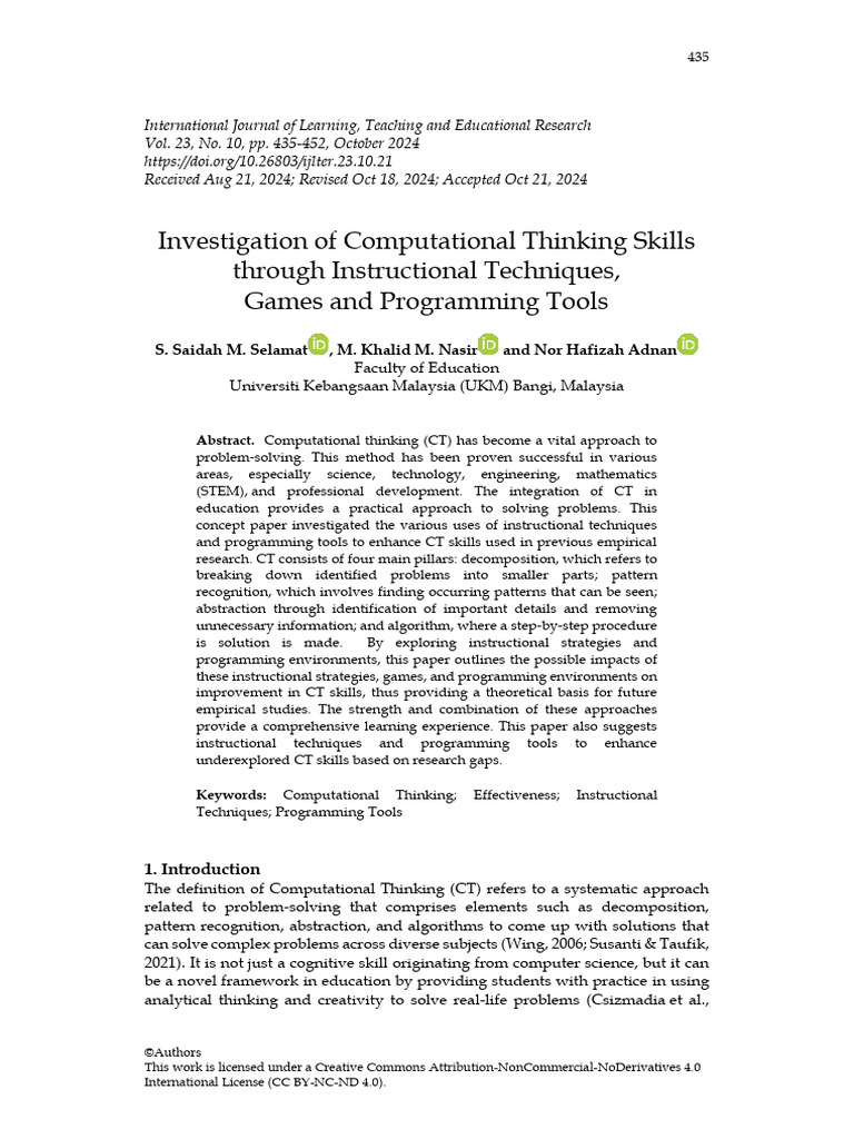Enhancing Computational Thinking Skills | PDF | Learning | Computer ...