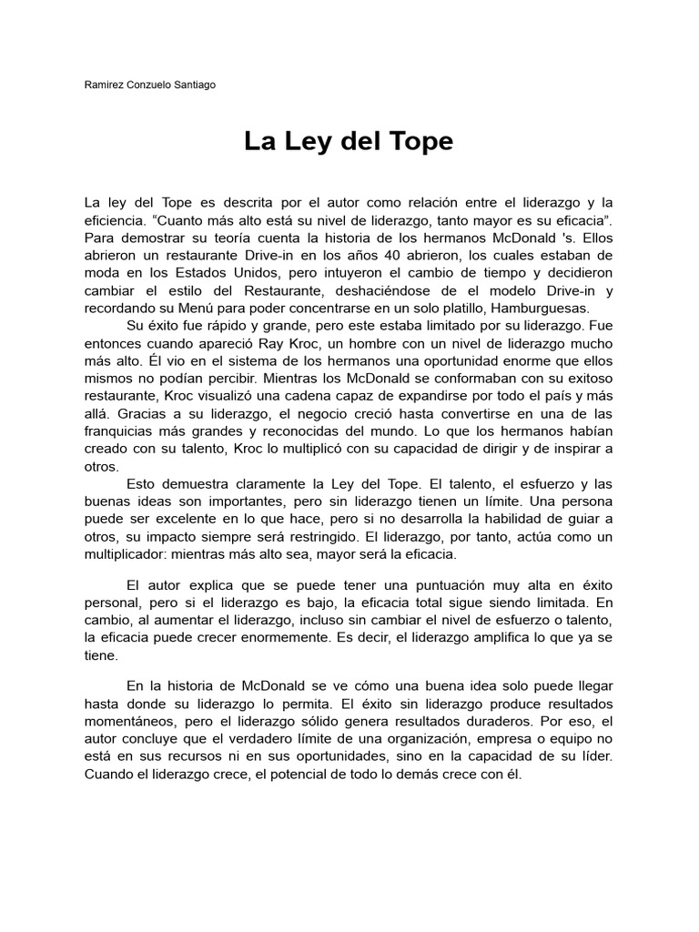 Ley del Tope: Liderazgo y Eficiencia | PDF