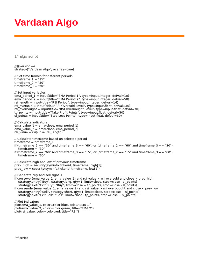 Vardaan Algo Pine Script Guide | PDF | Computer Programming | Computing