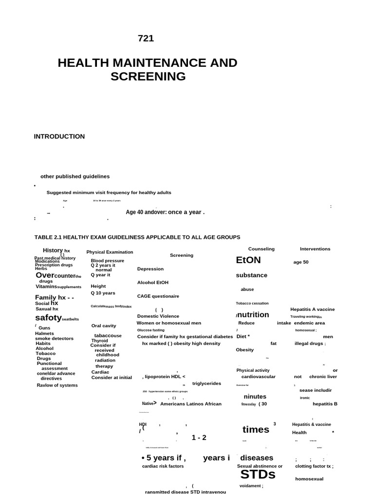 Health Maintenance & Screening Guidelines | PDF | Hepatitis | Public Health
