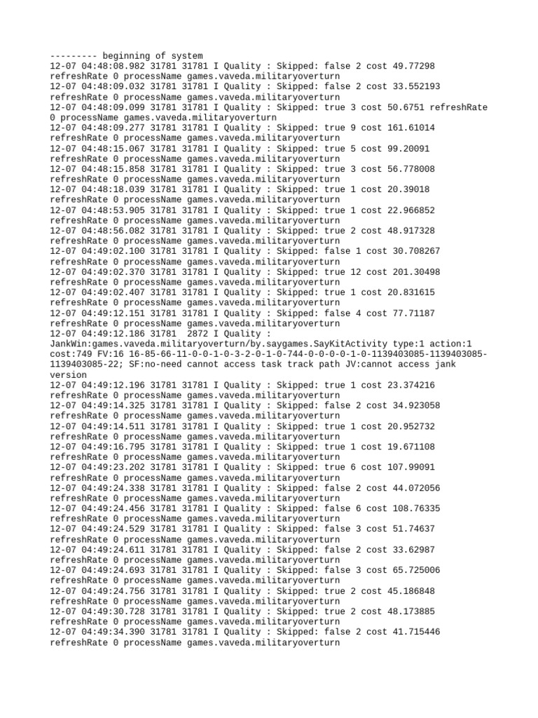 Military Overturn Game Performance Logs | PDF | Computer Engineering ...
