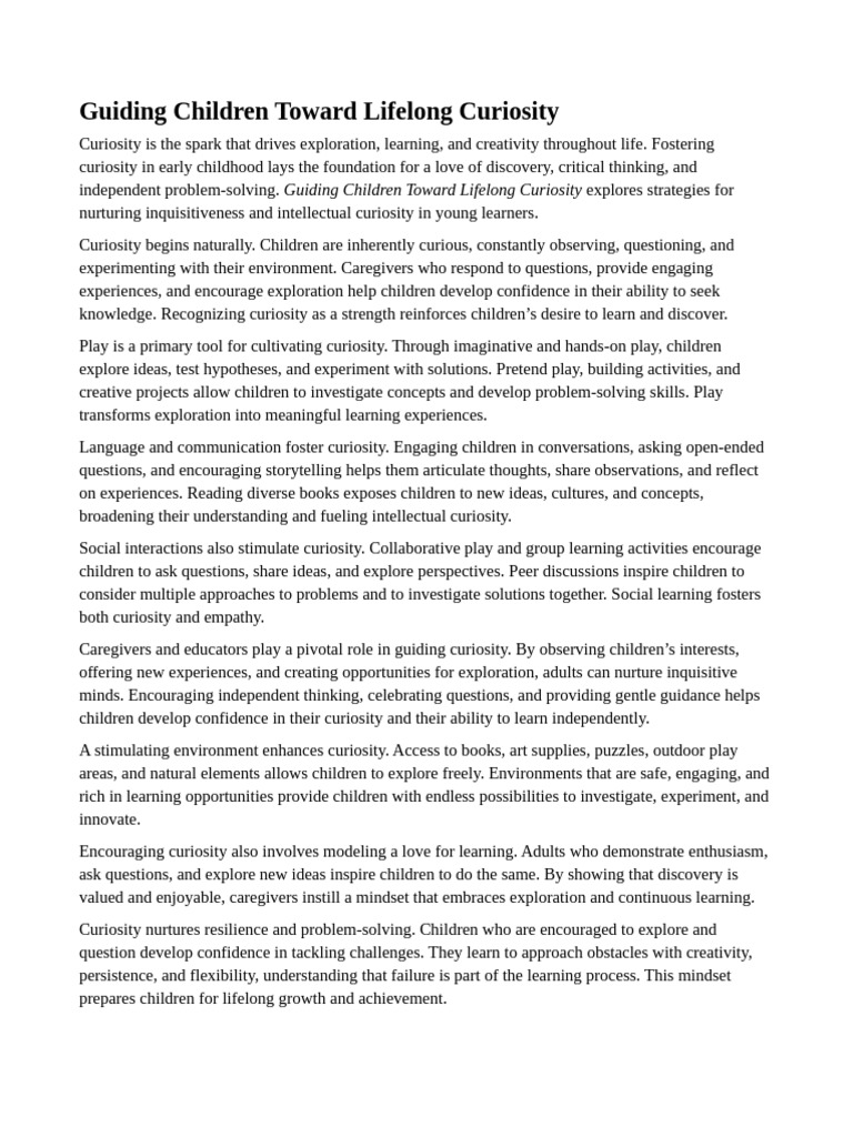 Nurturing Lifelong Curiosity in Children | PDF | Curiosity | Learning