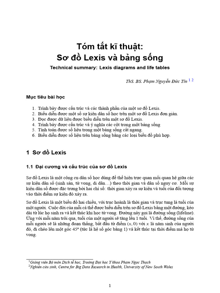 Technical Summary - Lexis and Life Tables | PDF